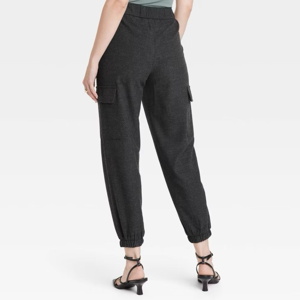 a new day Women’s Charcoal‎ Grey High-Rise Cargo Ankle Joggers Trousers Size 8